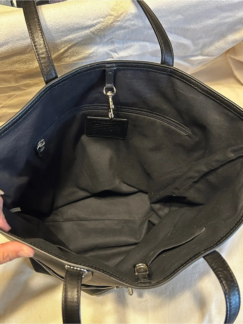 Coach Black Leather Tote with Tassel Details
